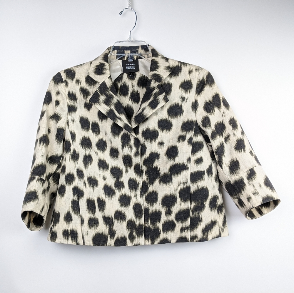 AKRIS Bergdorf Goodman Animal Print Cropped Blazer
